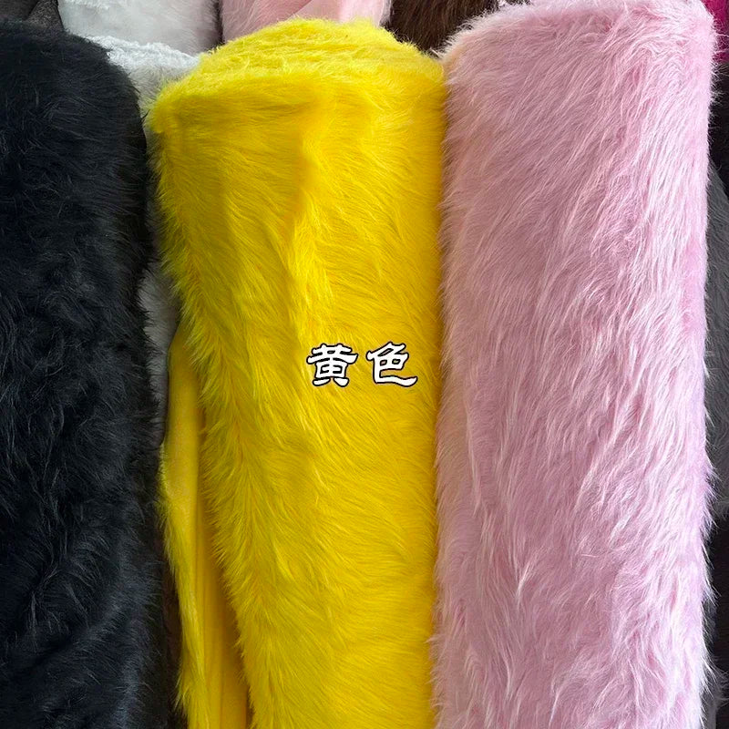 Soft Long Hair Plush Fabric Faux Fur by the Meters for Toy Upholstery Cosplay Diy Sewing Cloth Black Blue Purple Gray Beige Red