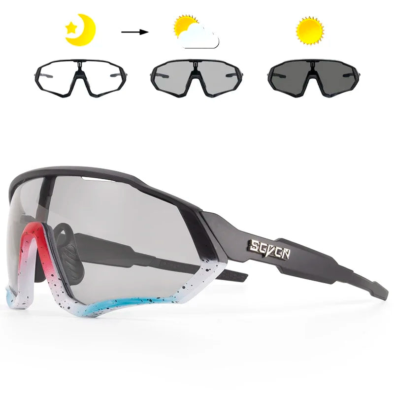 Photochromic Cycling Sunglasses Outdoor Sports Running Drving Glasses Road MTB Bicycle Goggles UV400 Safety Bike Eyewear