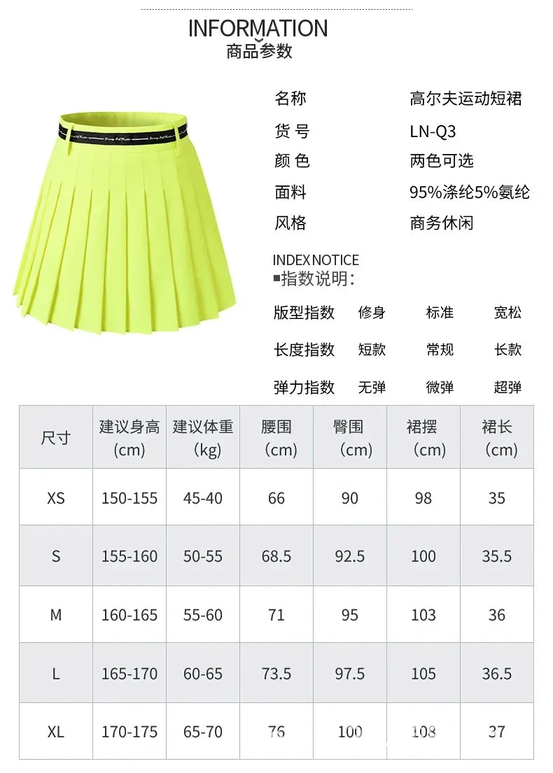 Golf Skirts for Women High Waist Double Layer Pleated Skirt Gym Sports Fitness Running Yoga Soft Athletic Workout Skort