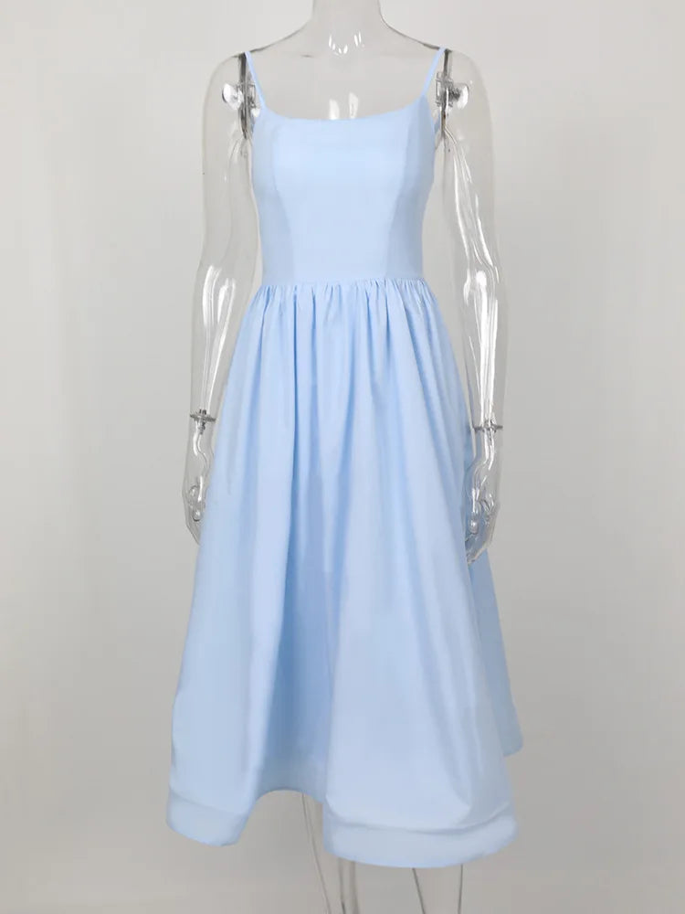 Suninheart Summer White Midi Beach Dress Elegant Spagehtti Strap a Line Wedding Guest Dress Casual Women Clothing 2023