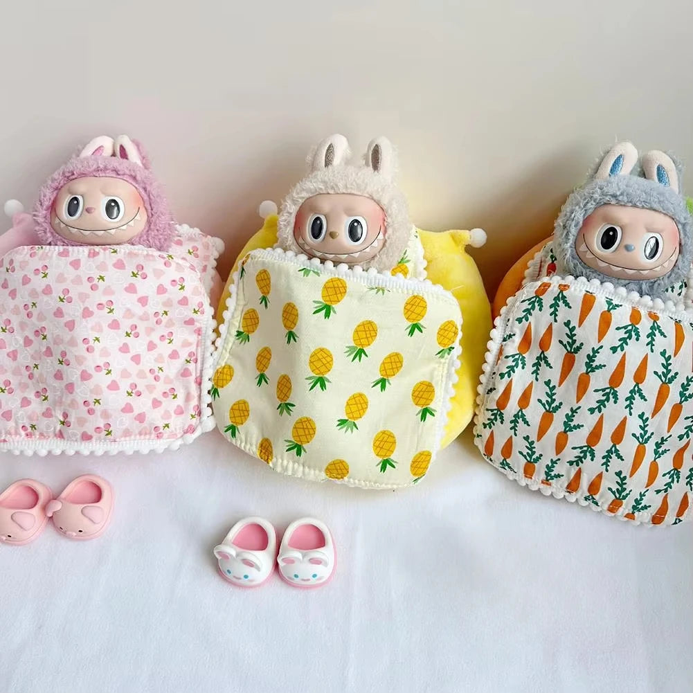 Doll Bed for Labubu Bed Contain 2 Pillows Sleeping Bag 1/12 BJD Doll GSC Body9 for Molly DOD YMY Obitsu11 Doll Accessories