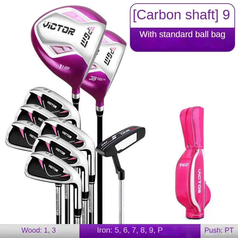 PGM Golf Clubs Golf Club Set Ladies Beginner Complete Set 12 Pcs/9 Pcs/4 Pcs,carbon Rod/Steel Pole LTG007