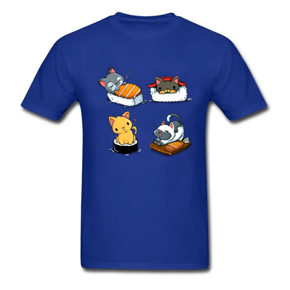 Ameowzing Kawaii Pusheen the Cat Sushi T Shirt. Short Sleeve 100% Cotton Casual T-Shirts Loose Top Size S-3xl
