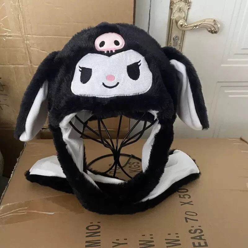Sanrio Winter Hat Kawaii Cinnamo Roll Hat Ears Move Cartoon My Melody Children Cap Warm Sweet Student Winter Warm Hat Girls Gift
