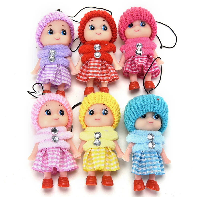 6PCS Cute Fashion Kids Plush Dolls Keychain Soft Stuffed Toys Keyring Mini Plush Animals Key Chain Baby for Girls Women