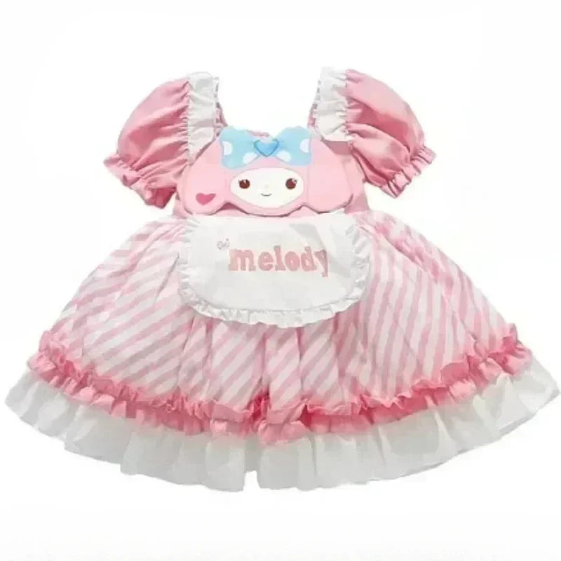 Sanrio Cinnamoroll Children's CosPlay Kuromi Dress Blue Girl Strap Skirt My Melody Dress Princess Dress Girl's Birthday Gifts