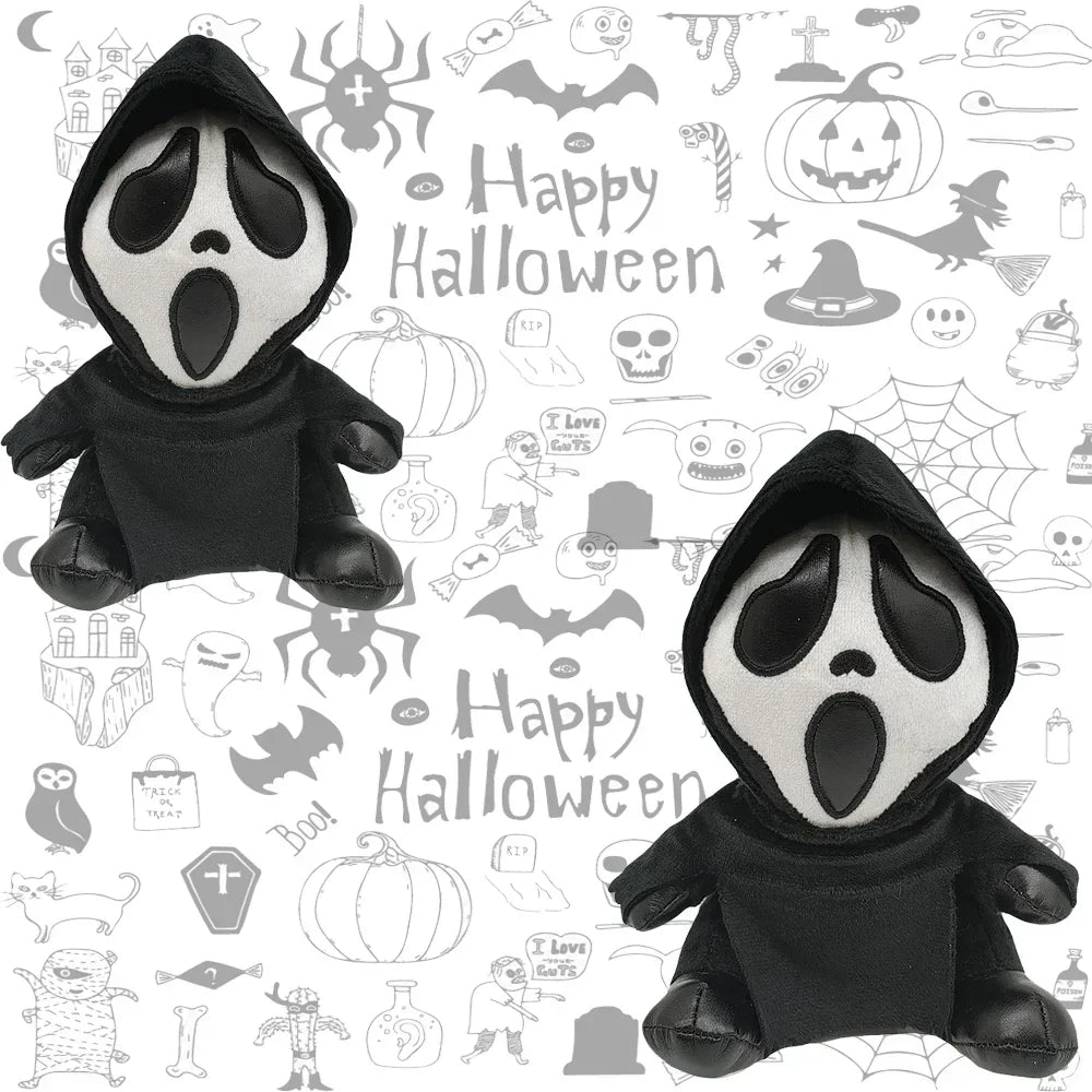 HOT--18cm Ghostface Plush Toy Death Figure Horror Doll Soft Stuffed Grimace Halloween Toy Doll Halloween Decoration Doll Gifts