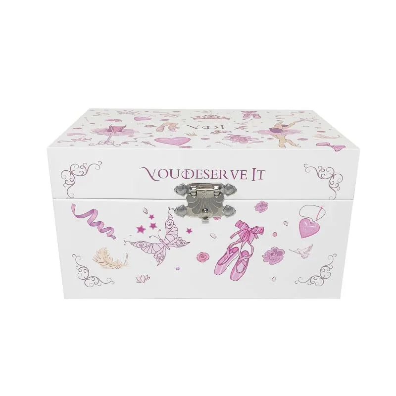 Hapinest Musical Ballerina Jewelry Box for Girl Necklace Spinning Ballerina Jewelry Storage and Music Box Kids for Birthday Gift