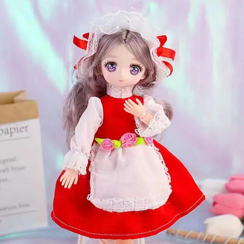 1/6 Bjd Dolls for Girls Hinged Doll 30 Cm With Clothes Blonde Brown Eyed Articulated Toys for Children Spherical Joint Playsets