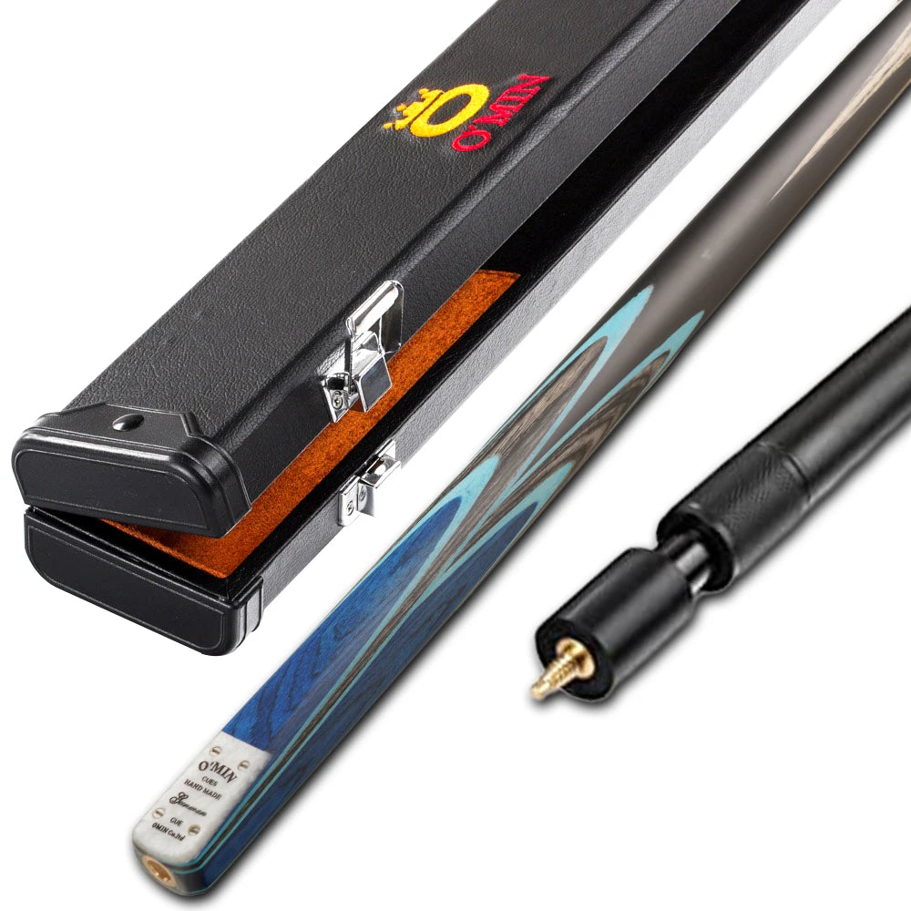 O'Min Gunman 3/4 Split One Piece Ash Shaft Snooker Cue 9.5/10mm Tip Professional Billard Stick Kit With Excellent Box Extension
