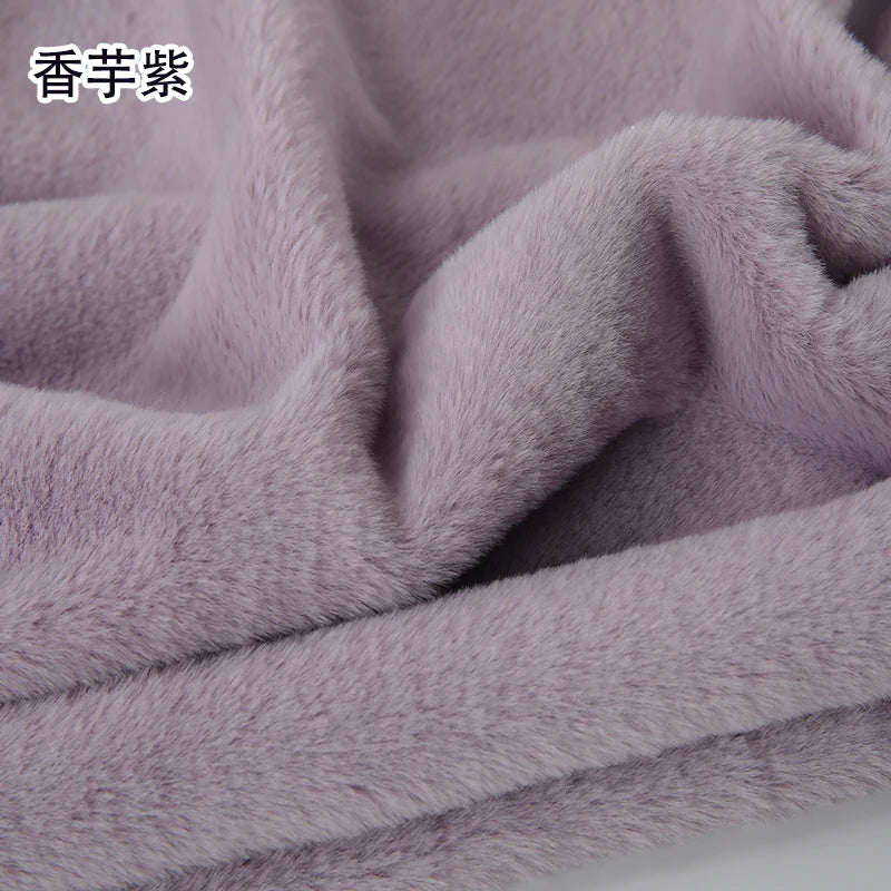 Plain Faux Fur Fabric Smooth by the Meter for Clothes Coats Dolls Sewing Thickened Imitation Rex Rabbit Plush Textile Soft Silky