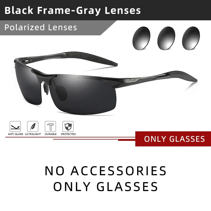 CLLOIO Brand Men's Polarized Sunglasses Aluminum Frame UV400 Anti-Glare Sun Glasses Male Driving Glasses Rimless Oculos De Sol