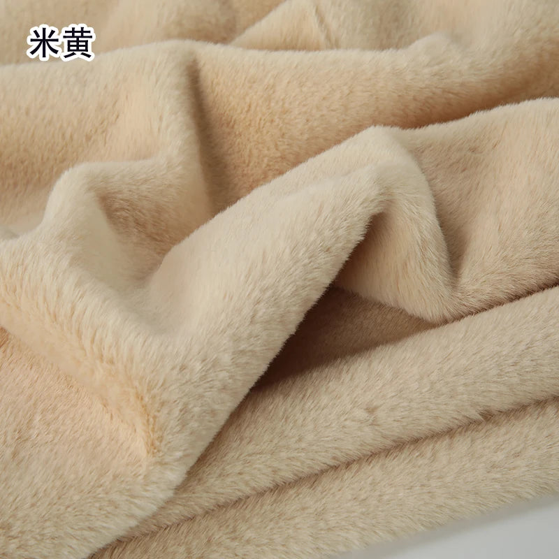 Plain Faux Fur Fabric Smooth by the Meter for Clothes Coats Dolls Sewing Thickened Imitation Rex Rabbit Plush Textile Soft Silky