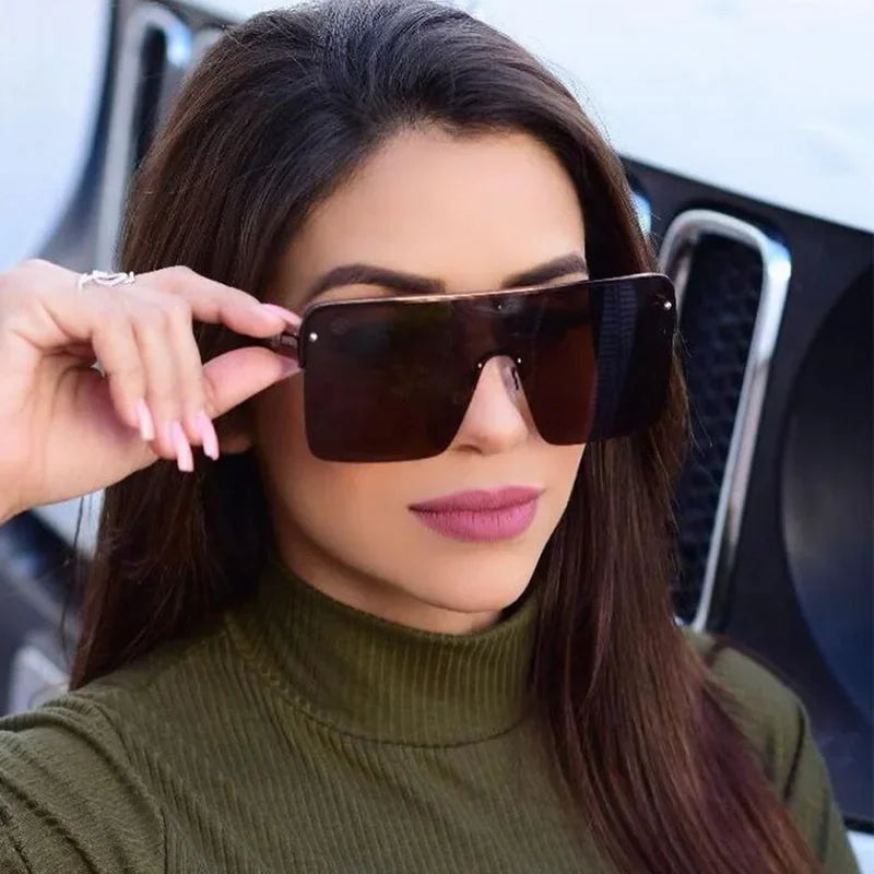 Hot Fashion Brand Designer Sunglasses Women Summer Rimless Square Shades Sun Glasses Eyewear Sunshines Luxury Sunglasses Woman