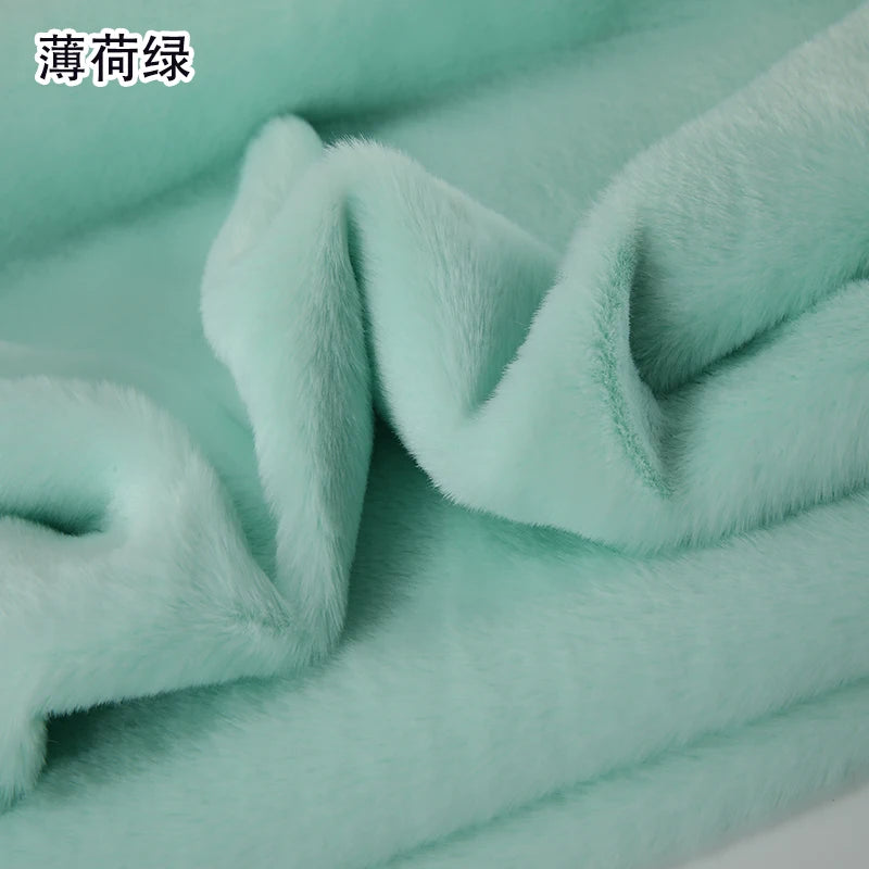 Plain Faux Fur Fabric Smooth by the Meter for Clothes Coats Dolls Sewing Thickened Imitation Rex Rabbit Plush Textile Soft Silky