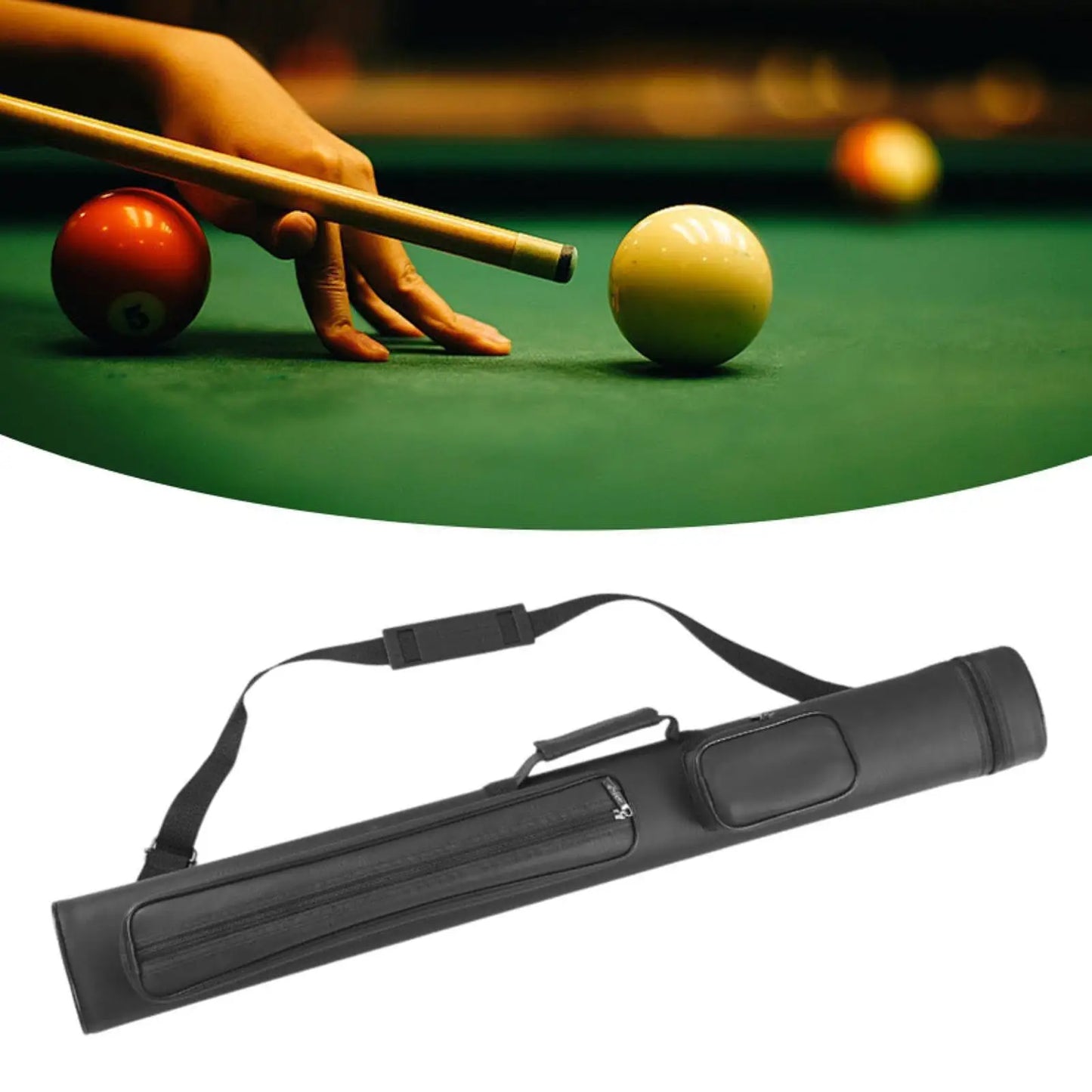 4 Holes Pool Cue Case Pouch Organizing Adjustable Shoulder Strap Equipment Protector Travel With Zipper Snooker Club Storage Box