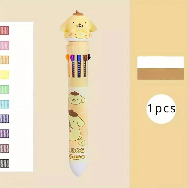 1pc/6pcs Sanrio Cartoon Ballpoint Pen, Kuromi, Hello Kitty, Cinnamoroll, 10 Color 0.7 Stationery Draw Writing Mark Pen
