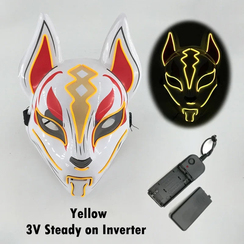 Glowing Halloween Party El Face Mask Japanese Anime Character Cosplay Led Clothing Fox Face Mask for Parties