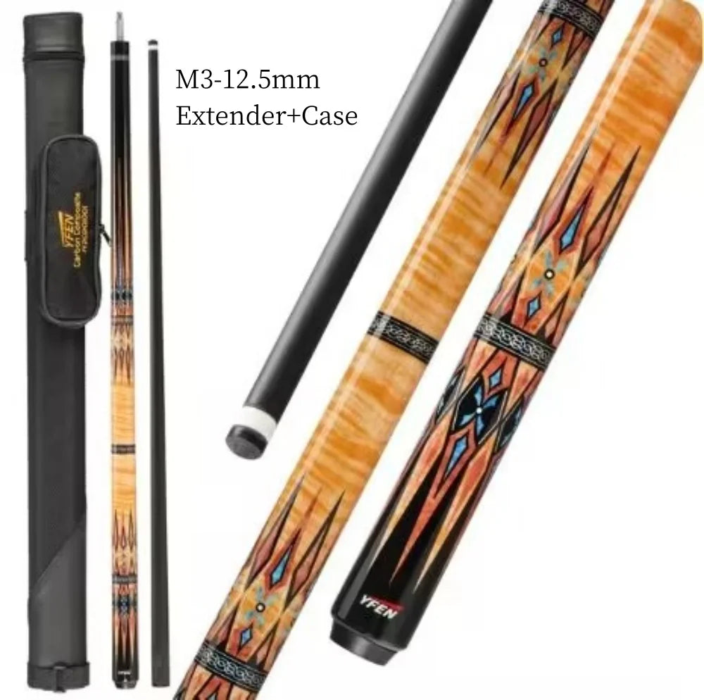 YFEN 58" Carbon Fiber Technology 1/2 Billiard Pool Cue Stick 12.5mm + Extender