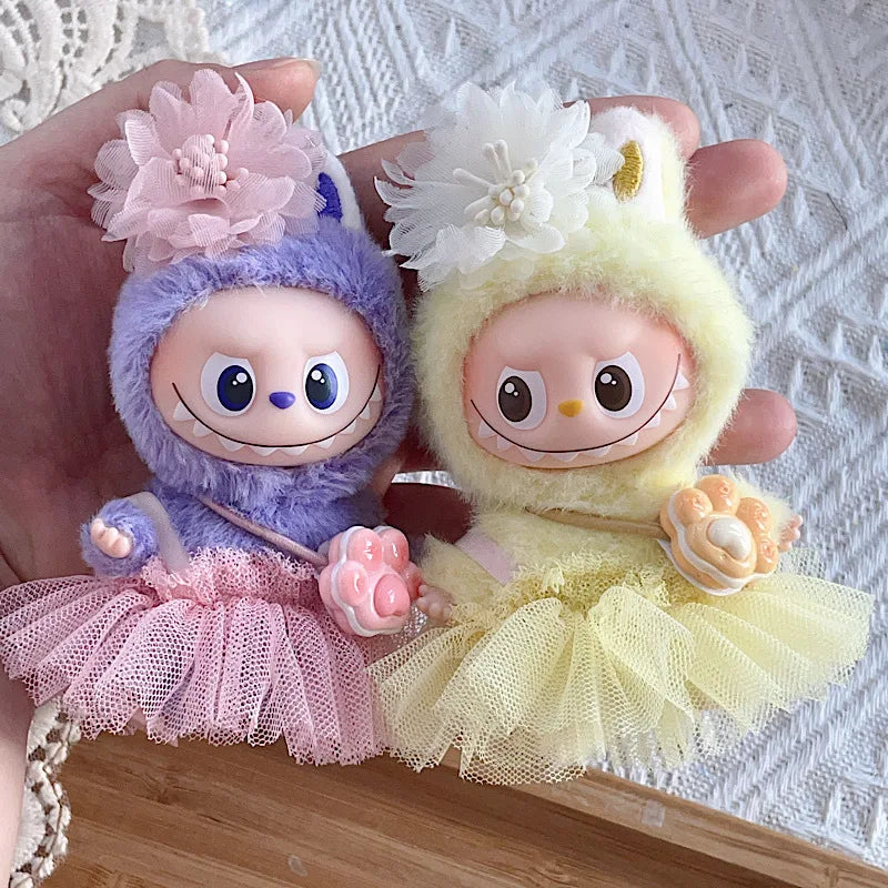 Mini Labubu Clothes Ballet Dress Wiht Handband for 10.5cm Labubu V4 Doll Clothes Outfit Accessories Ropa Labubu