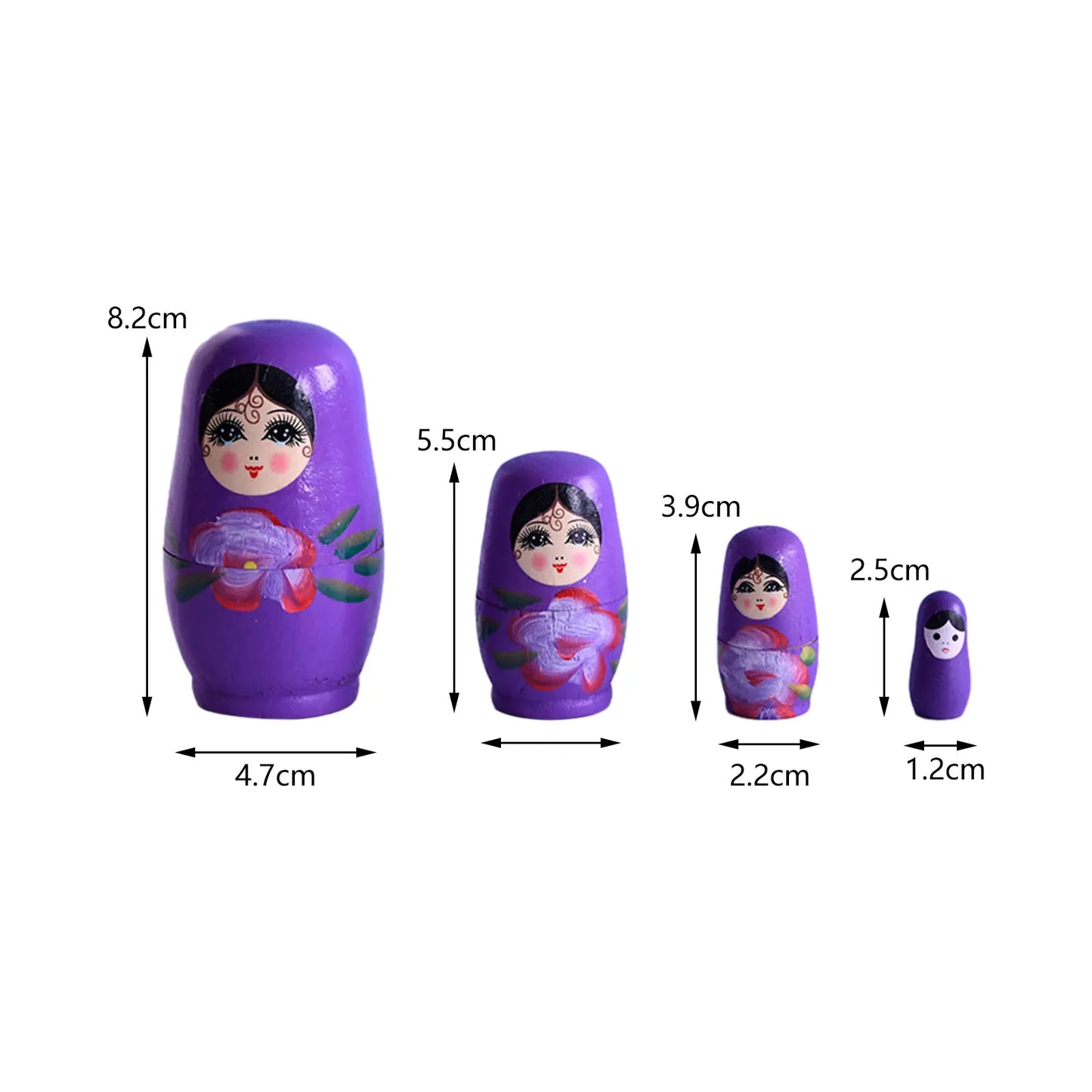 4 Pieces/Set of Wooden Russian Nesting Doll 4 Layers Hand Painted Nesting Christmas Gift for Kids Boy Girl Home Decoration