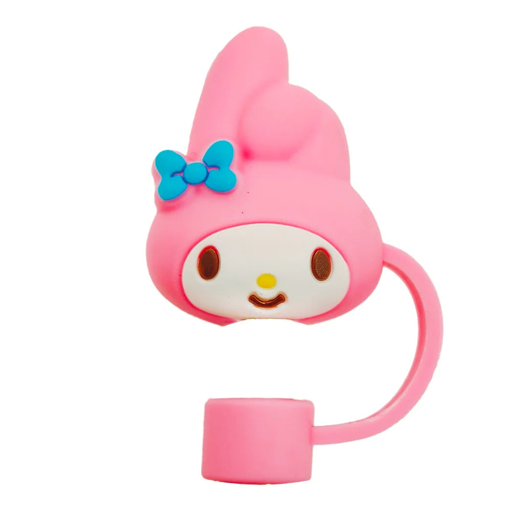 HelloKitty Sanrio Dustproof Straw Cap Sanrio Cinnamoroll Cute Cartoon Silicone Straw Cap Kuromi Cup Decorations Party Props Gift