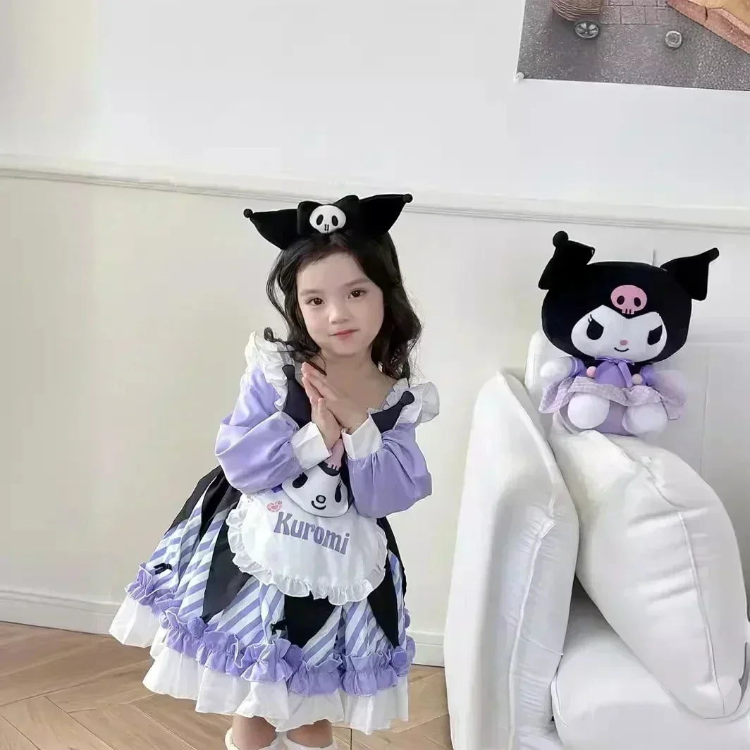 Sanrio Cinnamoroll Children's CosPlay Kuromi Dress Blue Girl Strap Skirt My Melody Dress Princess Dress Girl's Birthday Gifts