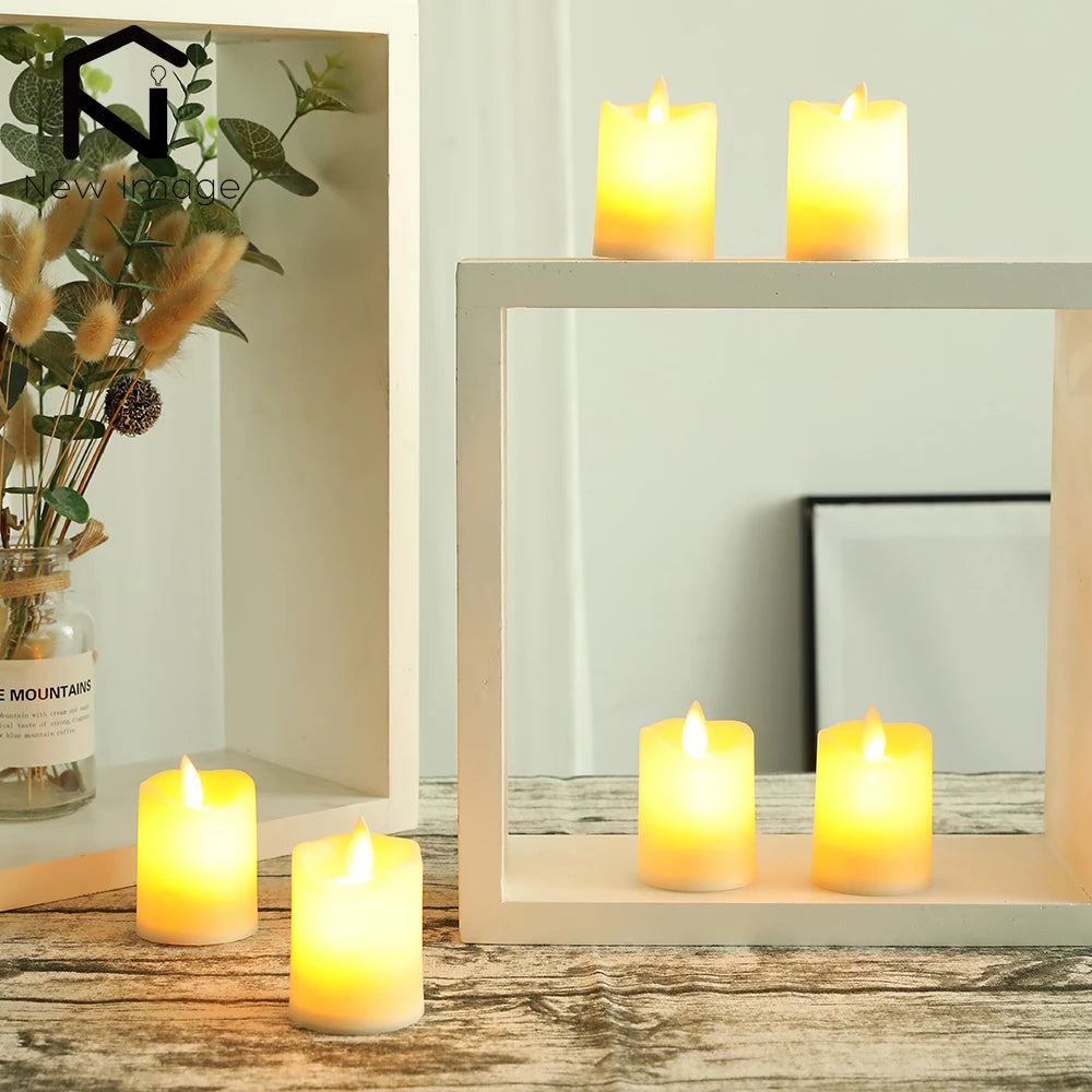 6Pcs LED Flameless Candles Flickering Battery Operated Pillar Candles Tealight Led Halloween Christmas Weddings Home Decor