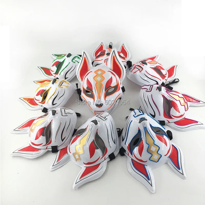 Glowing Halloween Party El Face Mask Japanese Anime Character Cosplay Led Clothing Fox Face Mask for Parties