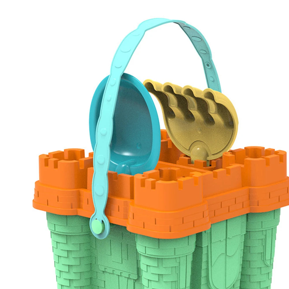 Beach and Sand Castle Kit With Sand Castle Molds Watering Can Rake Shovel Sand Toys Sand Castle Toys for Beach for Kids Outdoor
