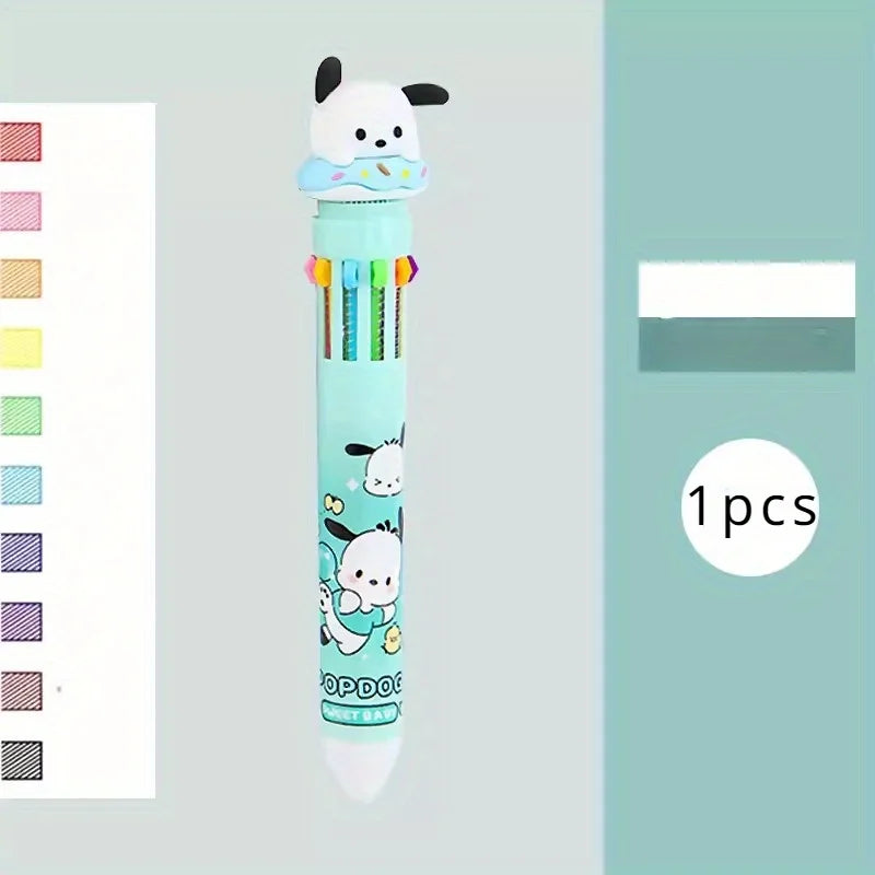 1pc/6pcs Sanrio Cartoon Ballpoint Pen, Kuromi, Hello Kitty, Cinnamoroll, 10 Color 0.7 Stationery Draw Writing Mark Pen