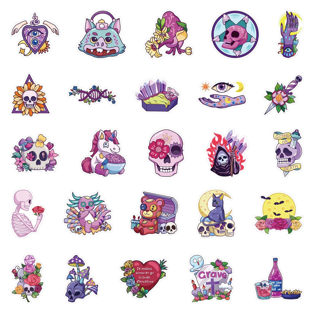 10/30/50/100pcs Cute Gothic Artistic Horror Halloween Stickers Cartoon Decal Laptop Phone Luggage Funny Cool Sticker for Kid Toy
