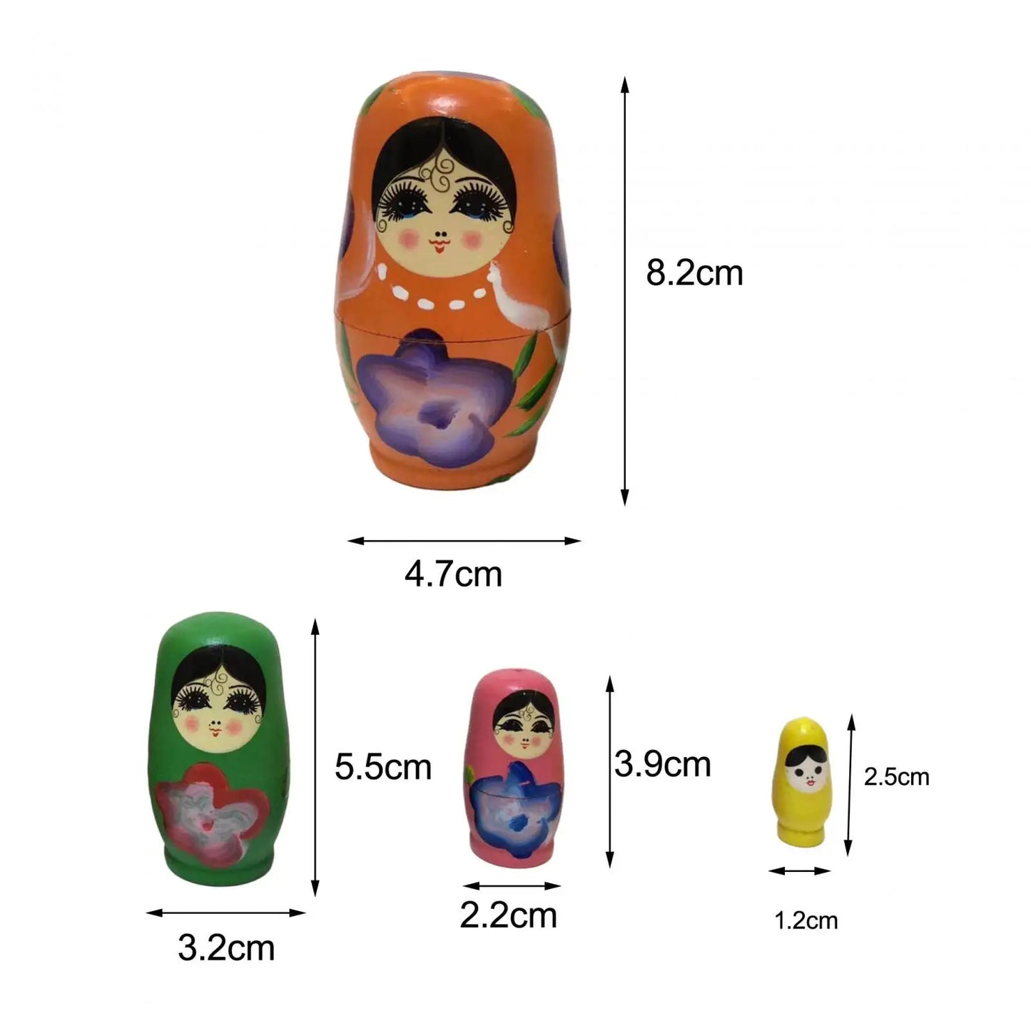 4 Pieces/Set of Wooden Russian Nesting Doll 4 Layers Hand Painted Nesting Christmas Gift for Kids Boy Girl Home Decoration
