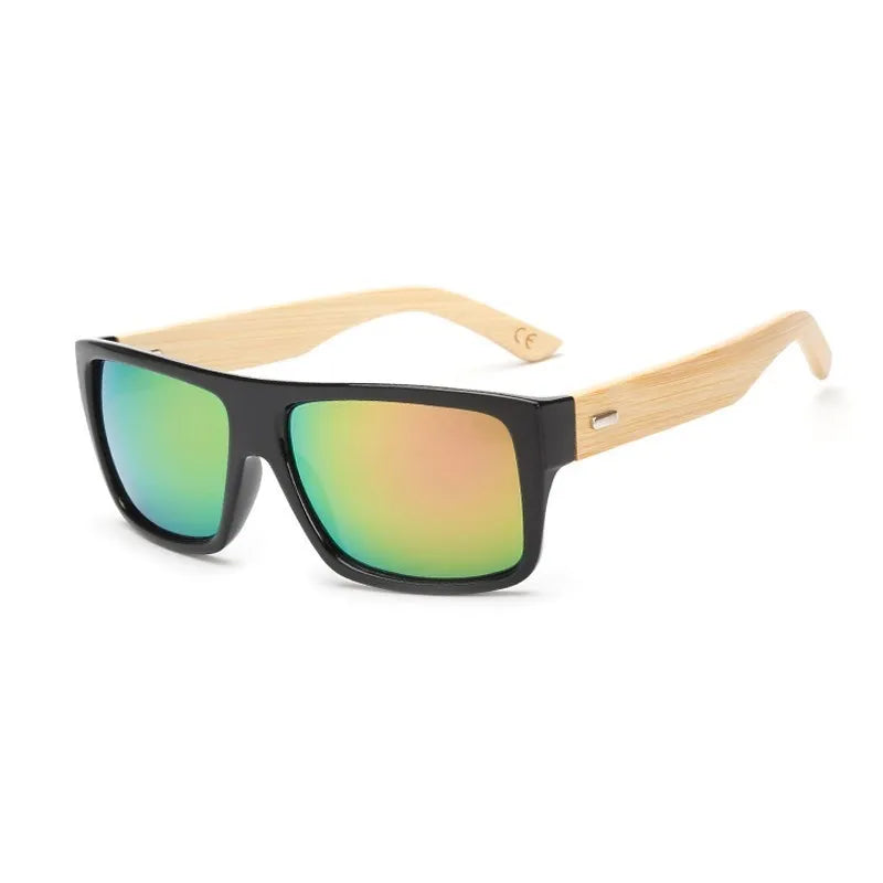 Original Wooden Bamboo Sunglasses Men Women Mirrored UV400 Sun Glasses Real Wood Shades Gold Blue Goggles Sunglases Male