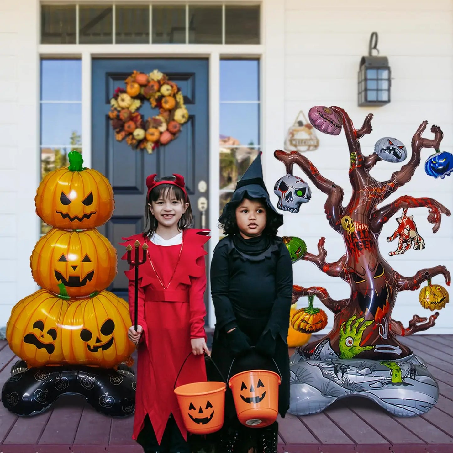 Halloween Decoration Balloons Large Witch Ghost Grim Reaper Tombstone Pumpkin Inflatable Foil Balloon Halloween Party Supplies