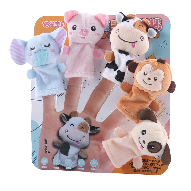 Children Animal Education Dolls Baby Finger Plush Doll Baby Hand Finger Puppets Toy Teaching Aids Boys Girls Tell Story Material