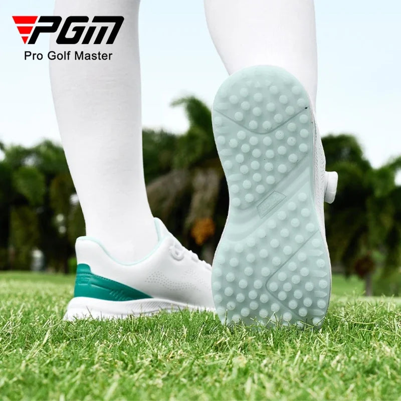 PGM Children Golf Shoes Breathable Anti Slip Wear-Resistant Knob Buckle for Boys Girls Outdoor Sports Sneakers XZ407