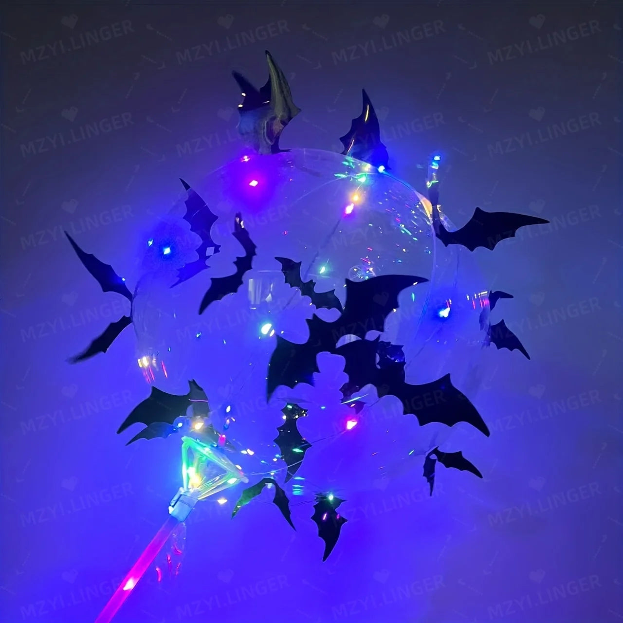 5pcs Halloween Glowing Balloon Set Transparent Bobo Balloon Bat Stickers Halloween Party Decoration Day of the Dead Decoration