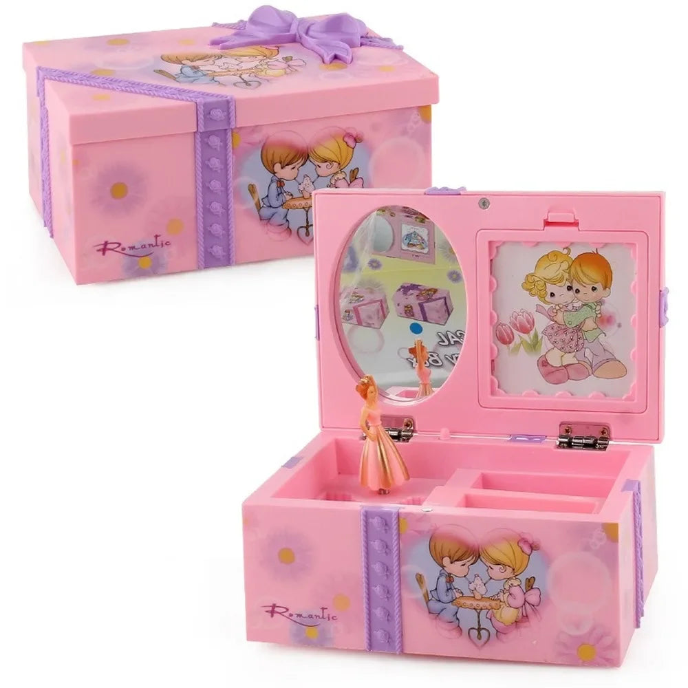 Pink Dancing Girl Music Box Ornaments Home Decor Jewelry Storage Organizer Music Box WY804