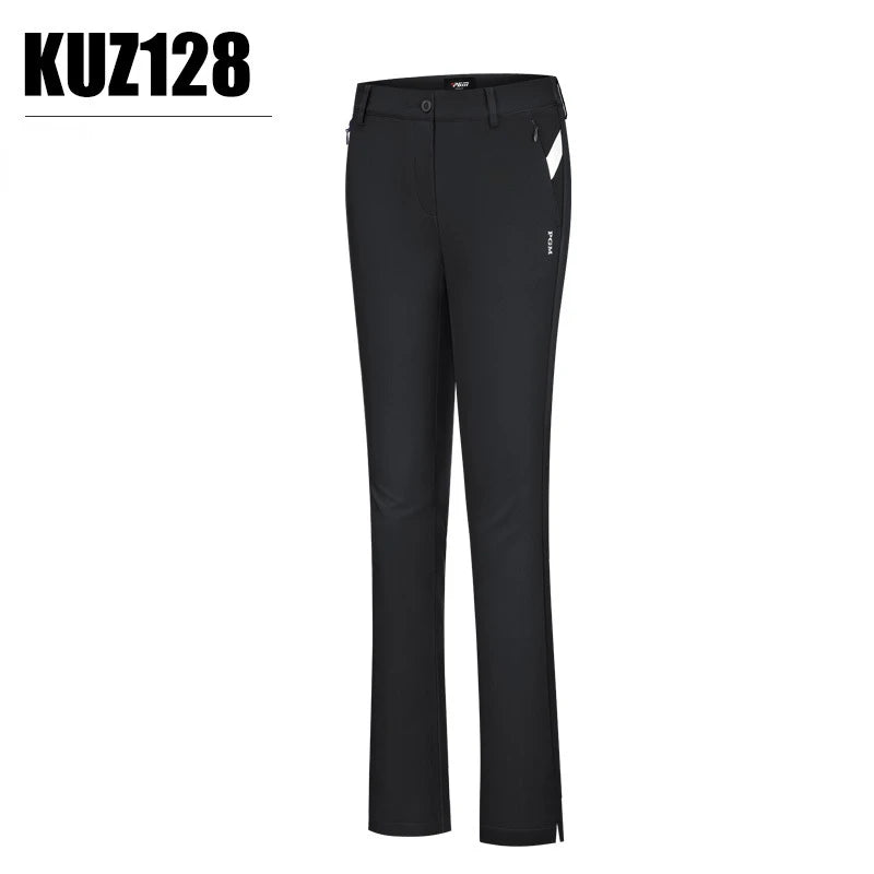 PGM Women Summer Golf Pants Ankles Cropped Fit Slim Elastic Flared Trousers Zip Pocket Waterproof Lady Golf Clothing KUZ128