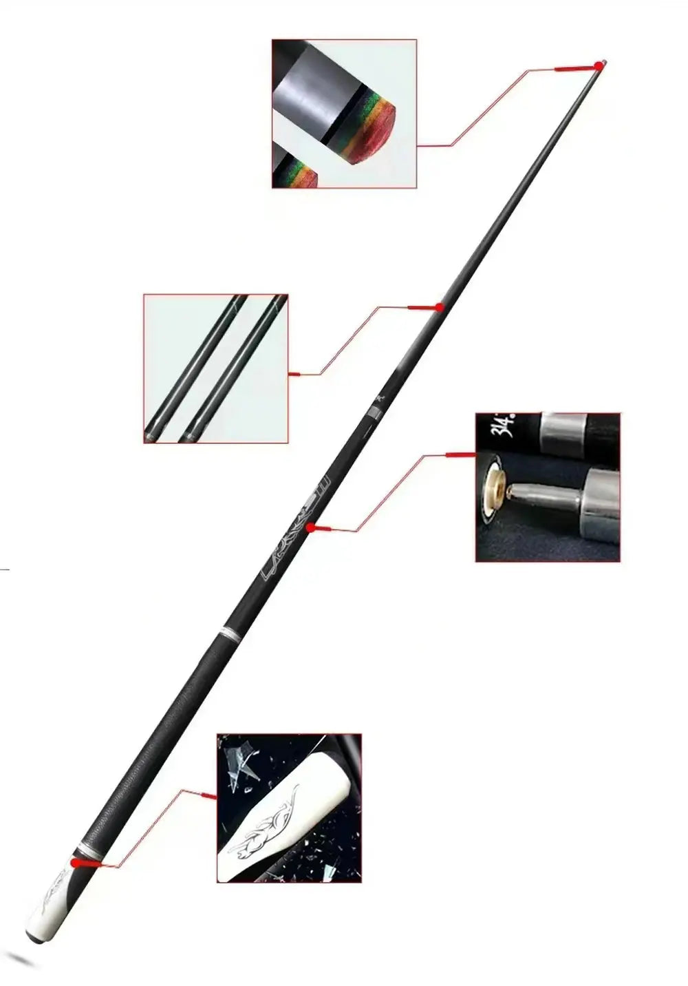 PREOAIDR 58" Universal Black Technological Billiard Pool Cue Stick 10.8/11.8/13mm + Case Holder Set