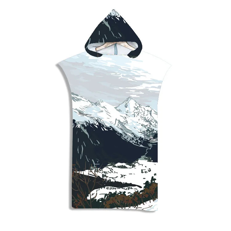 Customizable 3D Pattern Microfiber Quick Dry Summer Hooded Beach Towel Adult Kids Swim Beach Bathrobe Surf Cloak Diving Poncho
