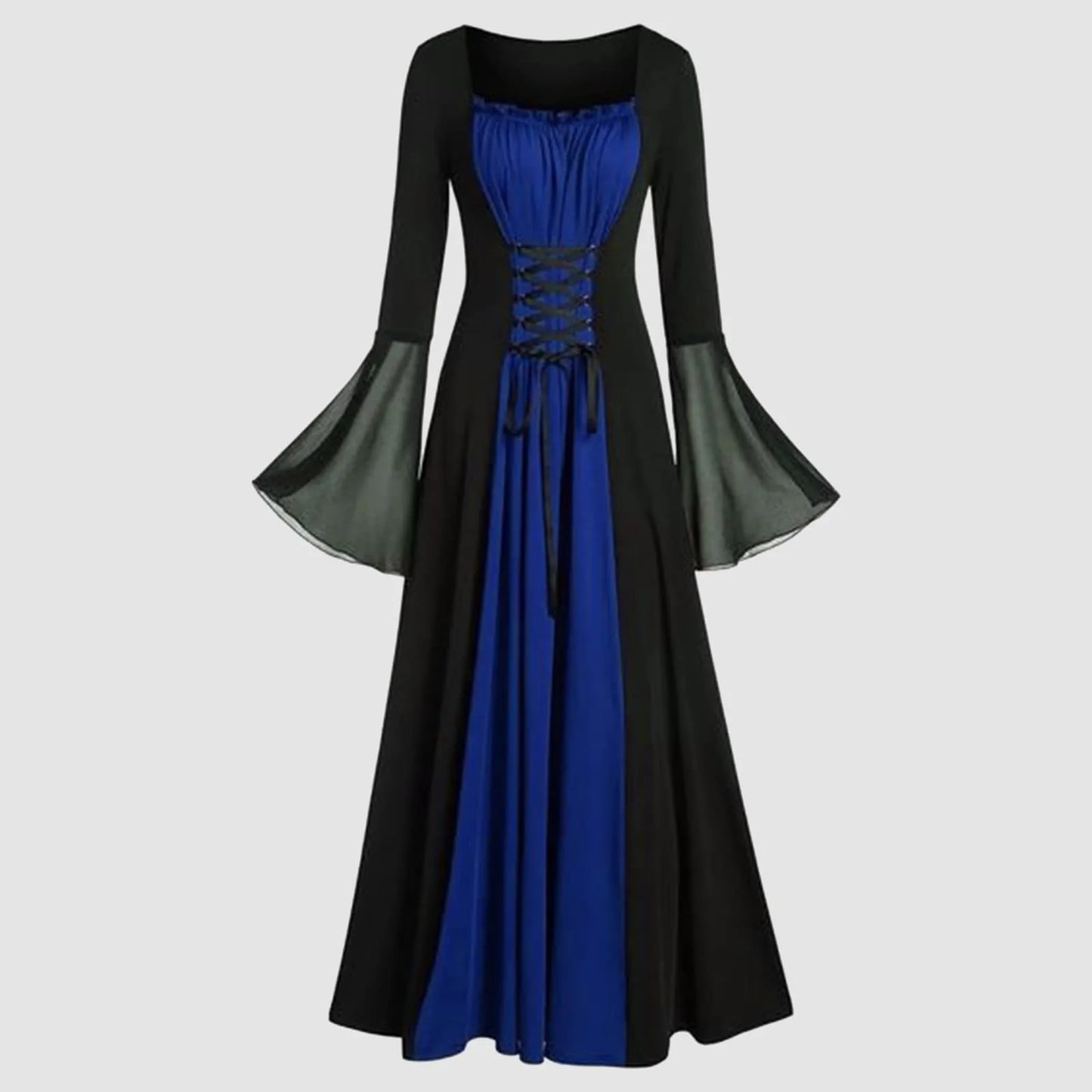 Halloween Medieval Dresses for Women Costumes Trumpet Sleeves Gothic Retro Gown Strap High Waist Cosplay Dress Dress Up Party