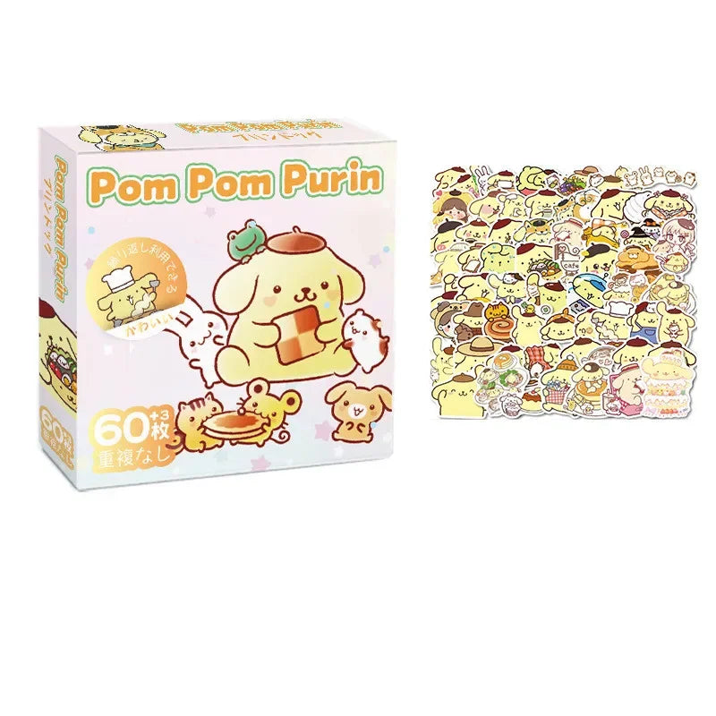 60Pcs Anime Stickers Sanrio Accessories Y2K Hello Kitty Things Kuromi Stickers Waterproof Cinnamoroll Pochacco Stickers Kid Toy