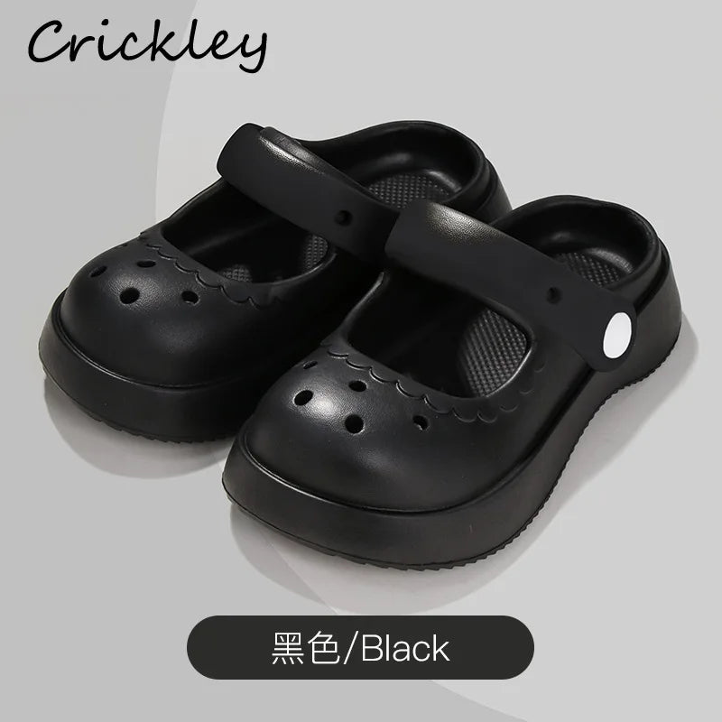 Summer Solid Girls Slippers EVA Soft Anti Slip Platform Kids Clogs Shoes Waterproof Hollow Out Garden Beach Children Slippers
