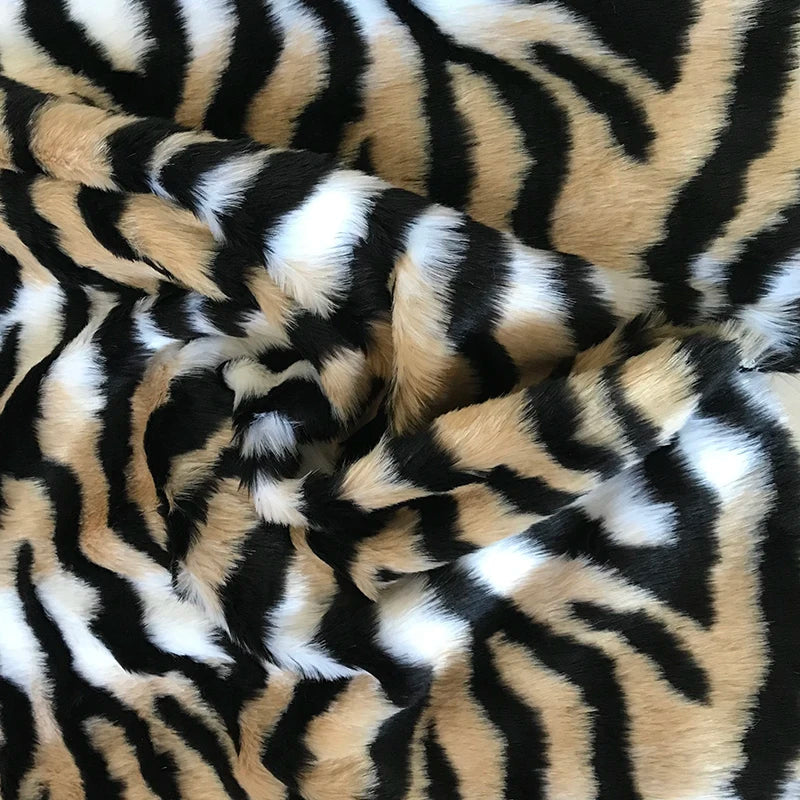 Tiger Pattern Plush Fabric Woolen Cloth Artificial Fur Background Cloth Faux Fur Fabric for Patchwork
