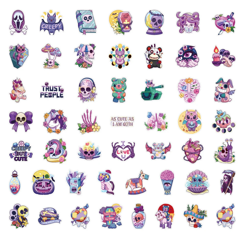 10/30/50/100pcs Cute Gothic Artistic Horror Halloween Stickers Cartoon Decal Laptop Phone Luggage Funny Cool Sticker for Kid Toy
