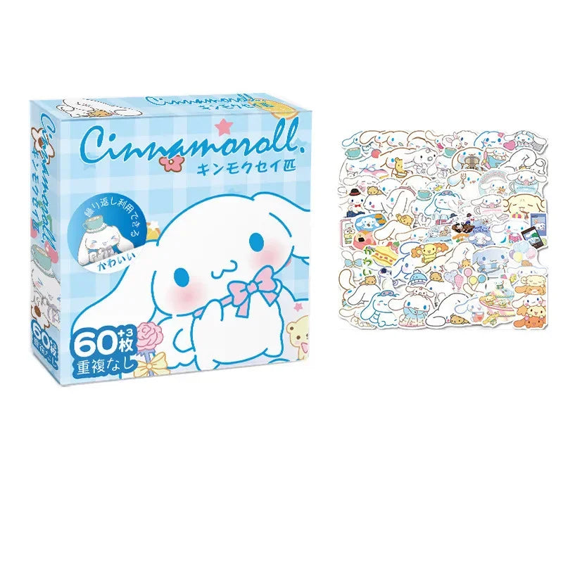 60Pcs Anime Stickers Sanrio Accessories Y2K Hello Kitty Things Kuromi Stickers Waterproof Cinnamoroll Pochacco Stickers Kid Toy