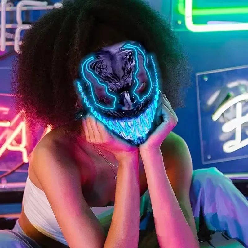 2024 Halloween Neon VenomMask European and American Movies Horror Funny Full Face LED Mask Color Cosplay Costume Supplies