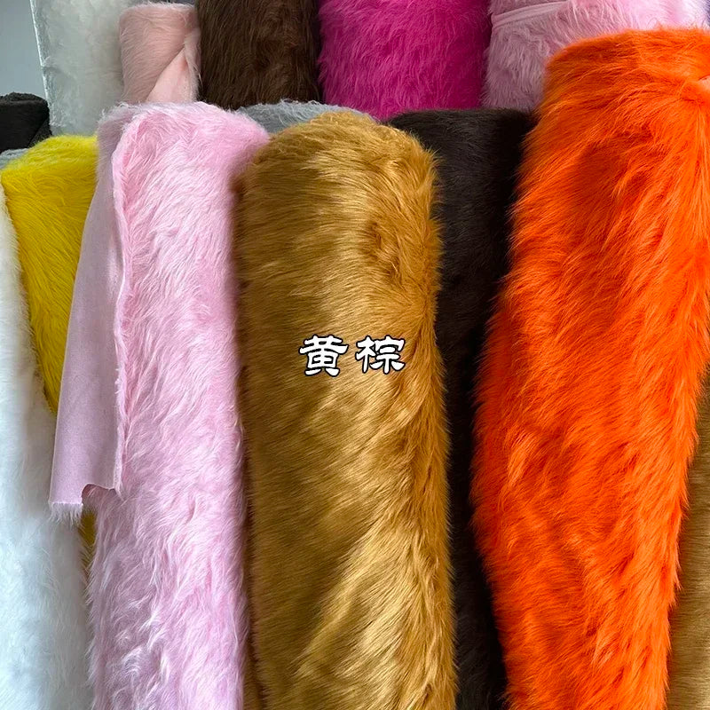 Soft Long Hair Plush Fabric Faux Fur by the Meters for Toy Upholstery Cosplay Diy Sewing Cloth Black Blue Purple Gray Beige Red